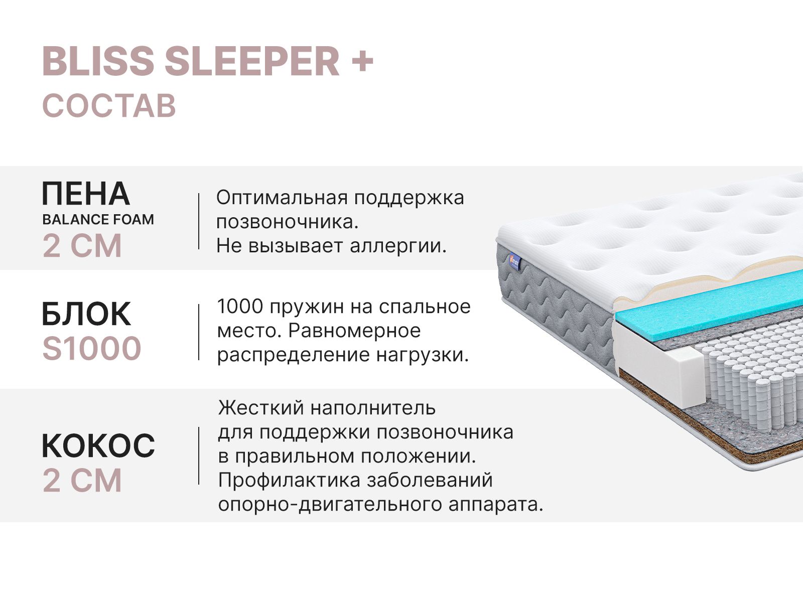 картинка Матрас Димакс Bliss Sleeper + от магазина Одежда+